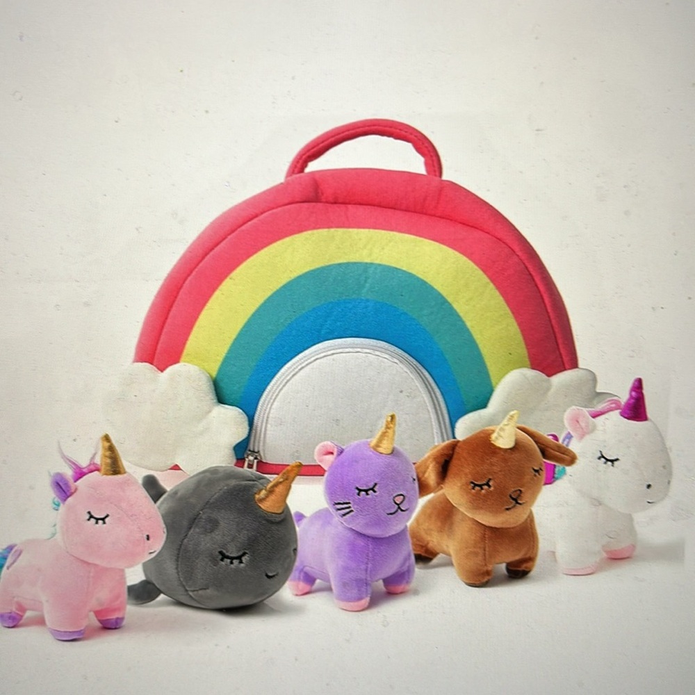 Pixie Crush Unicorn plush set with rainbow case